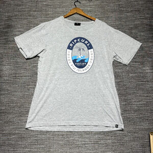 Rip Curl T Shirt Men's L Gray Short Sleeve Fiji Islands Y2K